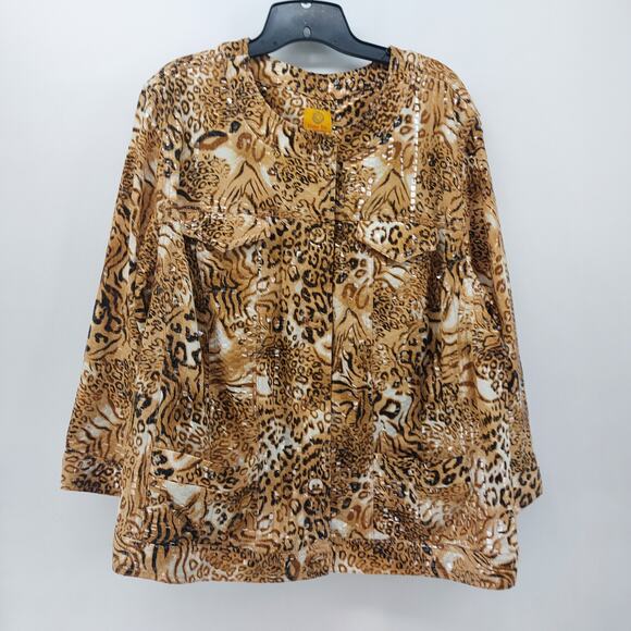 Ruby Rd Animal Print Blazer Jacket Women's Plus Size 24 - Picture 1 of 15